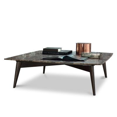 China Modern and simply convertible marble table top with solid wood coffee table for living room furniture for sale