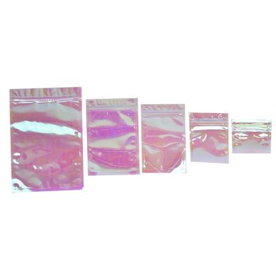 China PVC Custom Zipper Bag Iridescent Laser Holographic Plastic Clothing Bag for sale