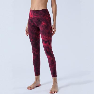 China Breathable Manual Tie Dye High Waisted Gaiters For Women Workout Gaiters With Inner Pocket Yoga Pants For Women for sale