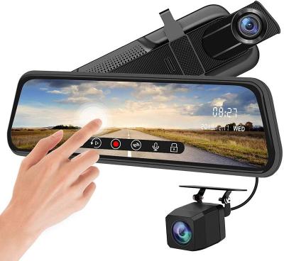 China HD Car Video Recording Black Box 10 Inch Dual Mirror Dash Cam Lens Car Reversing Assist Dash Camera 1080P Full Touch Screen Video Dashcam Mirror for sale