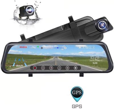 China Motion Detect Backup Mirror Dash Cam Camera 10inch Touch Screen, 1296P Front And 1080P Rear View Dual Camera Lens With G-senator for sale