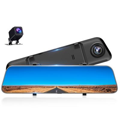 China Waterproof 12 Inch 2K 1440P Dashcam CAR DVR Camera Mirror Double Lens Dash Cam Black Box FHD for sale