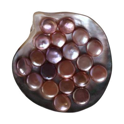 China Freshwater Pearl AAA Grade Coin Shape 13~15mm Pearl Natural Loose Pearl Baroque Freshwater Pearl Purple Color for sale