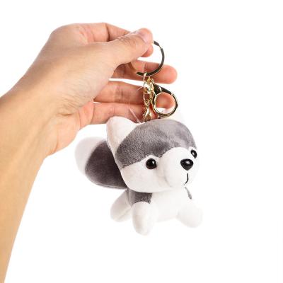 China Cotton Wholesale Stuffed Animal Toys Plush keychain bag Pendant Husky Plush Key Chain Toys for claw machine for sale