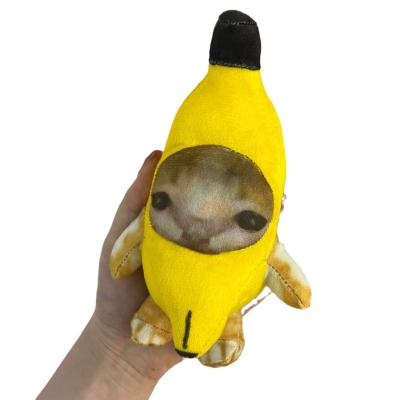 China Kids gift Creative banana cat doll voice plush toys quirky vocal pendant fun doll keychain plush doll for sale