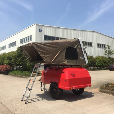 China Truck trailer folding pop top camper trailer with camping tent for sale for sale