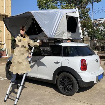 China Extended Type Outdoor Automatic Folding Shell Roof Top Rooftop Tent Hard Folding High Quality Rear Camping Garage Car Off Road Mini Cars Tent for sale