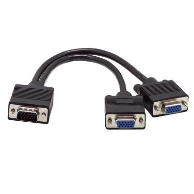 China High Quality ANERA COMPUTER VGA 1 Male To Dual 2 VGA Converter Adapter Splitter Cable Monitor Y Splitter Female Extension Cable for sale