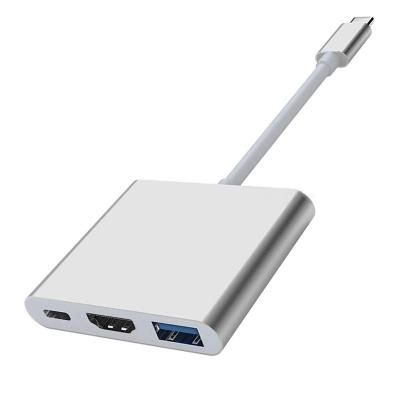 China Hot Selling Aluminum Alloy ANERA C Type 3 In 1 Mating Converter USB C Male To HDTV 4K Female USB3.0 HDMI-Compatible And PD 3.0 Charging Port for sale