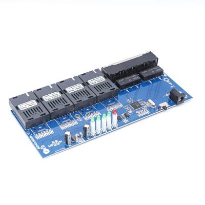 China FTTH 100Mbps Single Mode Simplex 4 Fiber Ports 4 Port 4F4E LAN Fiber Media Converter PCBA for sale