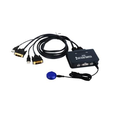 China Plastic Hot Sales Built-in 2 Ports USB Cable DVI KVM Switch Series 2 Input 1 Output USB DVI KVM Switch External High Quality Button for sale