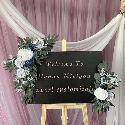 China Gifts Wedding Decoration Artificial Flower Swag For Dusty Blue Wedding Ceremony Sign Floral Decoration for sale