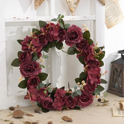 China Wholesale Bulk Customizable Rattan Ring 2022 Indoor Outdoor Indoor Decoration Large Seeling Decorative Garland 35cm Height Wreath Good for sale