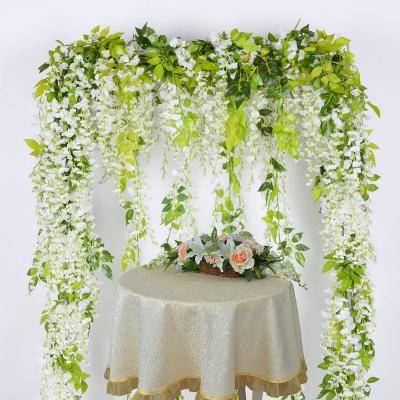 China Decoration Rustic Artificial Wisteria Backdrop Wedding Party Silk Flowers for sale