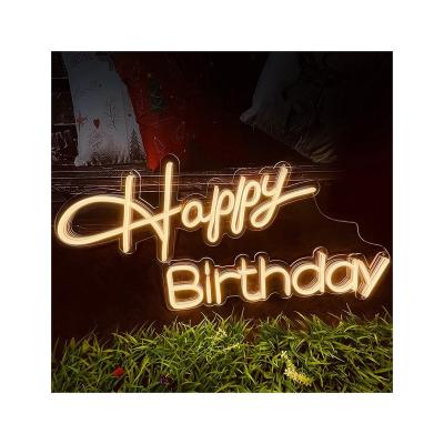 China Birthday Party Led Personalization Happy Birthday Decorations Yellow Light Neon Glow for sale