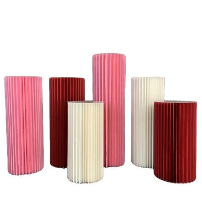 China Wedding / Birthday Decorations Wedding Birthday Party Wholesale Round White Cylinder Cake Origami Paper Base Table for sale