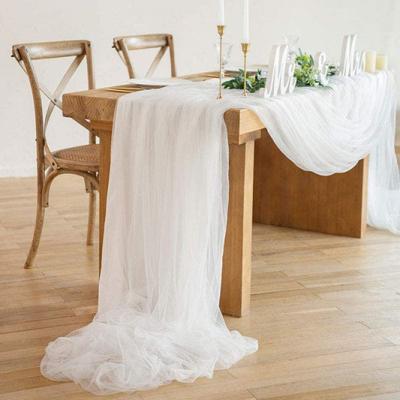 China Hot Low Price Guaranteed Stripe Quality Flower Runner Wedding Gauze Table Runner for sale