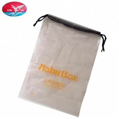 China Sales promotion shoes recyclable transparent, fine plastic drawstring pocket clothing socks and bags. for sale