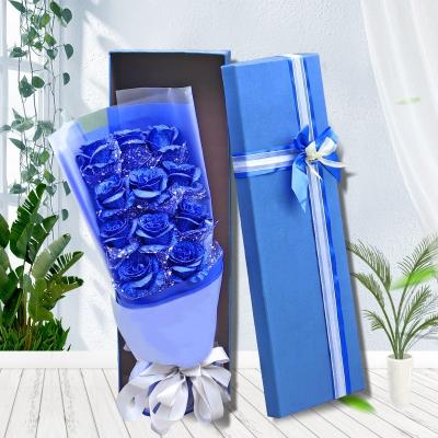 China Wholesale Custom Recyclable Luxury Natural Glitter Roses Gift Paper Real Logo Flower Boxes for sale