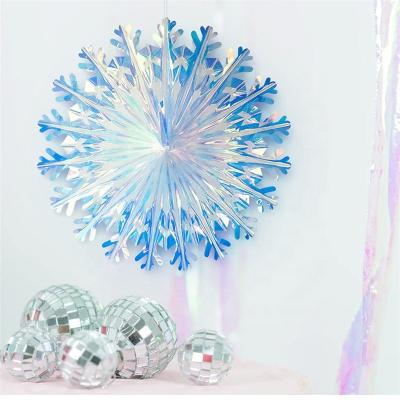 China PET Customized Iridescent Honeycomb Snow Foil Fan for sale