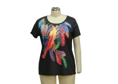 China Colourful Women'S Half Sleeve T Shirts , Ladies Summer T Shirts Digital Feather Printing for sale