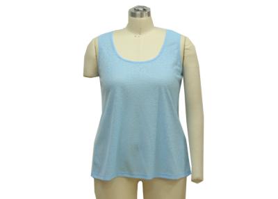 China Nice Jacquard Womens Ribbed Tank Tops , Plain Blue Tank Top Logo Printed for sale