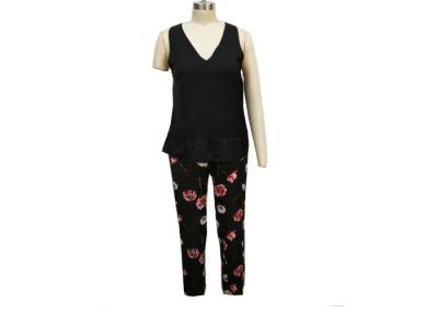 China Satz-Westen-und lange Hosen-bunter Blumen-Druck der Matt-Satin-seidiger Gefühls-Damen-Loungewear zu verkaufen