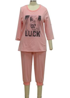 China Polyester Viscose Ladies Pajama Sets Three Quarter Tops & Pants For Autumn for sale