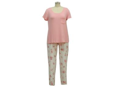 China Fancy Ladies Summer Pyjamas , Women'S Cotton Knit Pajama Sets With Chest Pocket for sale