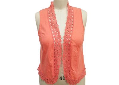 China V Neck Ladies Tank Tops Sleeveless Short Cardigan Vest Fashion Lace Crochet for sale