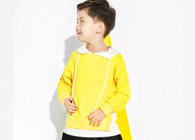 China Yellow Fake Two Pieces Boys Fall Sweaters , Cute Little Boy Clothes With Hood for sale