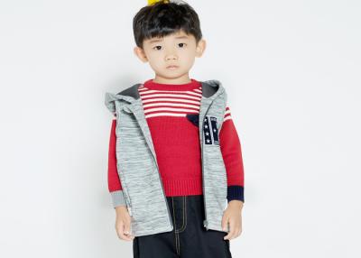 China 100% Cotton Boys Baseball Jacket  , Zippered Boys Sleeveless Hoodie With Two Pocket for sale