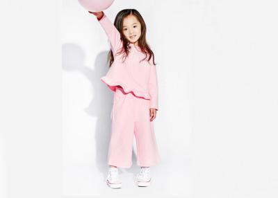 China Pretty Cotton Little Girls Sleepwear Set , Girls Sweat Suits Petal Shaped Hem for sale