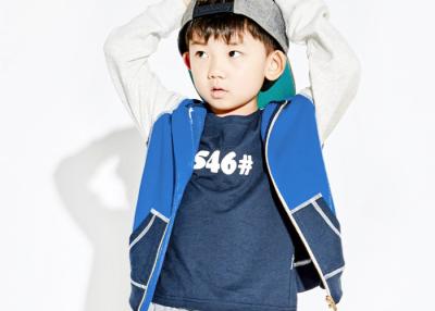 China Contrast Color Terry Kids Boys Clothes Full Open Navy Blue Hoodie OEM Service for sale