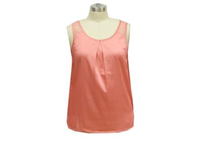 China U Neck Satin Tank Top Plus Size , Strappy Camisole Tops Back Collar With Triangle Lace for sale