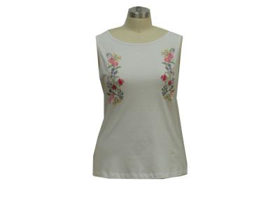 China Cotton Jersey Embroidery Ladies Tank Tops Crew Neck Camisole OEM / ODM for sale