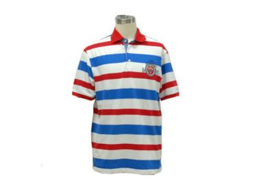 Chine T-shirts adaptés aux besoins du client de polo teints par fil, polo rayé blanc et bleu rouge à vendre