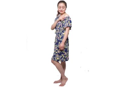 China Printing Crinkled Ladies Satin Pyjamas Short Dress With Smocked At Shoulder for sale