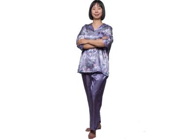 China Print Satin Inside Brushed Ladies Satin Pyjamas , Warmest Women's Winter Pajamas for sale