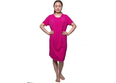 China Breathable Ladies Summer Stripped Pajamas Viscose /  Elasthan Short Sleeveless for sale