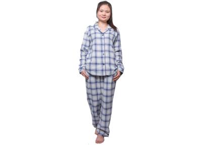 China Woman Cotton Y / D Check Flannel Pyjama Set Long Sleeve And Long Pant for sale