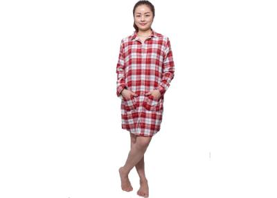 China Algodón largo Y de la mujer de la manga/pijamas de la franela del control de D con la ropa de noche de Lurex en venta