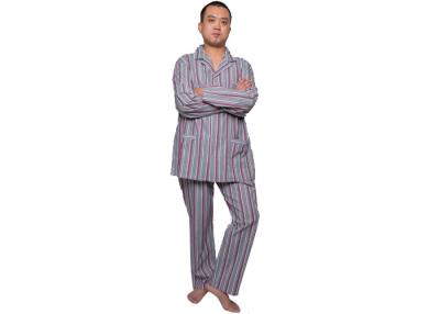 China Men ' S Long Sleeve Long Pant Stripped Pajamas , 100 Cotton Sleepwear Plus Size for sale