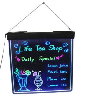 China Flashing Illuminated Erasable Neon LED Writing Board Menu Table Sign with Controller Acrylic table edge sign for sale