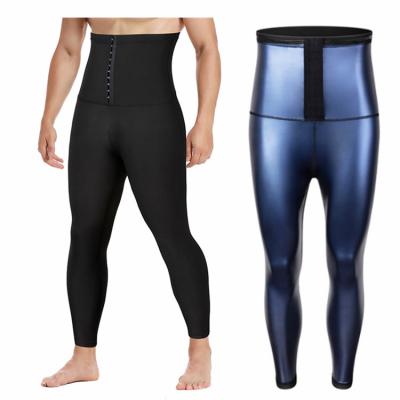 China Antibacterial Fitness Pants Amazon Men's Sports Sweat Tight Waist Abdominal Corset Breasted Pants Sauna Leg Sculpting Pants for sale