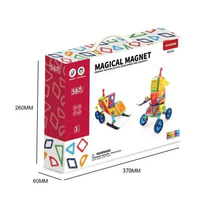 China 58PCS Building Construction Plastic Magnetic Blocks Tile Educational Toy Set Magic Magnet Toys for sale