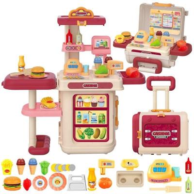 China Children Funny Role Play Educational Game Set Simulation Supermarket Shopping Pretend Play Toys With Food 78*32*79 for sale