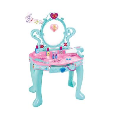 China Princess Toy Girl Pretend Play Modern Fashion Light Music Makeup Table Children Dressing Table with Hair Dryer 76.5*45*52.5cm for sale