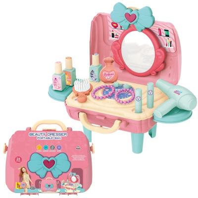 China Kids Play Bedroom Toy Dressing Table Pretend Makeup Toys Set Girl Beauty Cosmetics Makeup Kit Toy 66*48*76 for sale