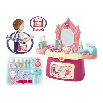 China Wholesale With Light Pink Color And Music Purse Kids Make Up Kits Girls Vanity Table Pretend Play Toys Set For Children 58*47*71 for sale